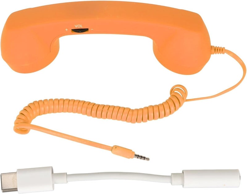 Beufee Telephone Handset for Cellphone, Retro Phone Handset with 3.5mm Jack Mobile Phone Receiver Old Telephone Headset Handheld Receiver for Cell Phone(Orange) - Image 1